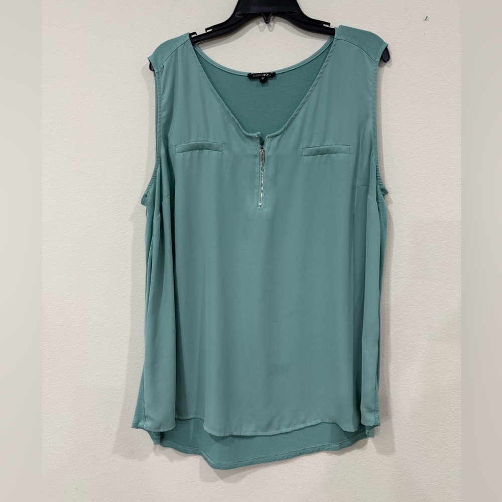 Papermoon Seafoam Zip-Front Cold-Shoulder Tank